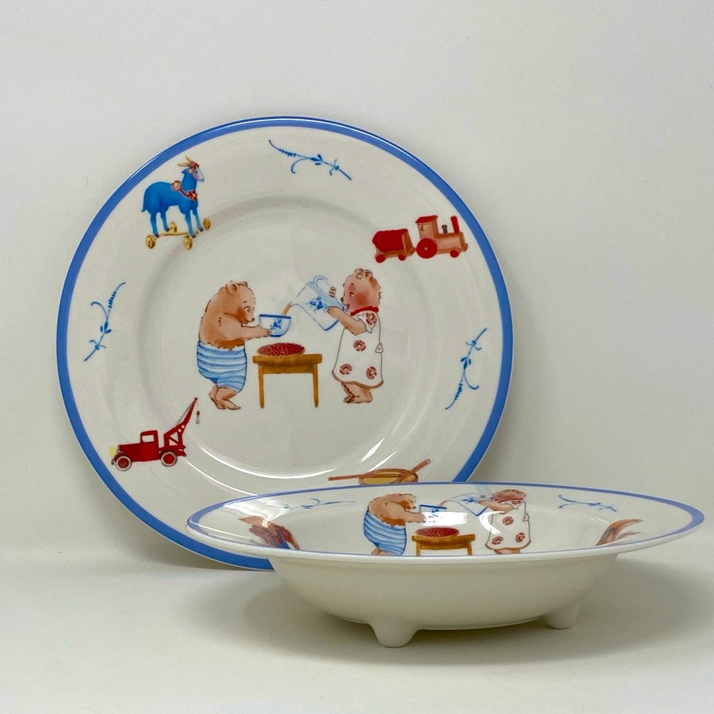 Villeroy & Boch 1748 Child's Cereal or Soup Footed Bowl & Plate Set